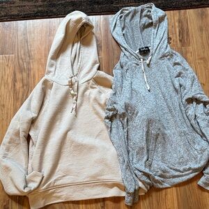 Lulu's Gray and RBX beige Hooded Sweatshirt Duo